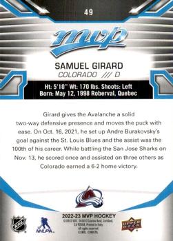 2022-23 Upper Deck MVP #49 Samuel Girard Back