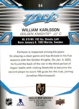 2022-23 Upper Deck MVP #54 William Karlsson Back