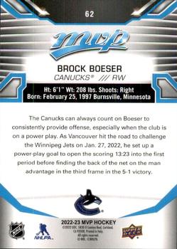 2022-23 Upper Deck MVP #62 Brock Boeser Back