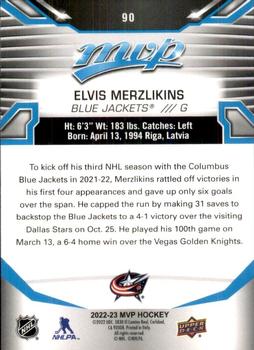 2022-23 Upper Deck MVP #90 Elvis Merzlikins Back