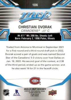 2022-23 Upper Deck MVP #106 Christian Dvorak Back