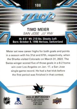 2022-23 Upper Deck MVP #108 Timo Meier Back