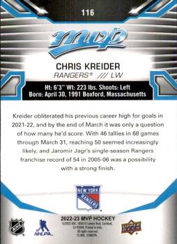 2022-23 Upper Deck MVP #116 Chris Kreider Back