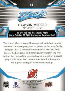 2022-23 Upper Deck MVP #141 Dawson Mercer Back
