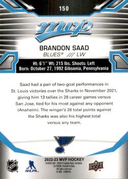 2022-23 Upper Deck MVP #150 Brandon Saad Back
