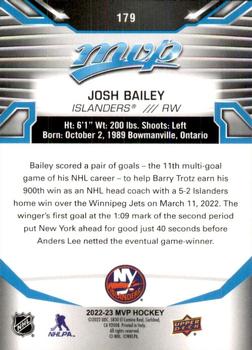 2022-23 Upper Deck MVP #179 Josh Bailey Back