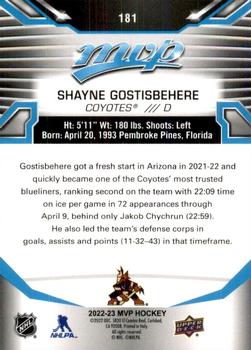 2022-23 Upper Deck MVP #181 Shayne Gostisbehere Back