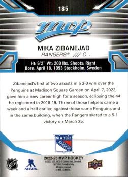 2022-23 Upper Deck MVP #185 Mika Zibanejad Back