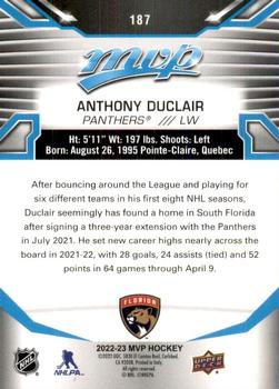 2022-23 Upper Deck MVP #187 Anthony Duclair Back