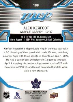 2022-23 Upper Deck MVP #190 Alex Kerfoot Back