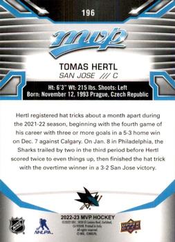 2022-23 Upper Deck MVP #196 Tomas Hertl Back