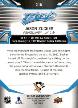 2022-23 Upper Deck MVP #210 Jason Zucker Back