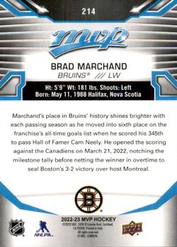 2022-23 Upper Deck MVP #214 Brad Marchand Back
