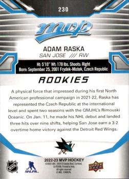 2022-23 Upper Deck MVP #230 Adam Raska Back
