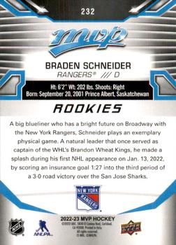 2022-23 Upper Deck MVP #232 Braden Schneider Back