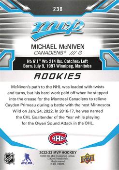 2022-23 Upper Deck MVP #238 Michael McNiven Back