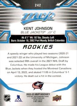 2022-23 Upper Deck MVP #242 Kent Johnson Back
