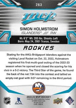 2022-23 Upper Deck MVP #263 Simon Holmstrom Back