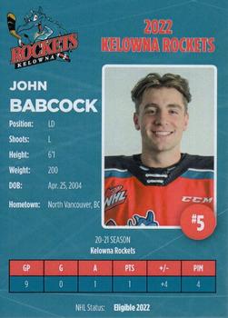 2021-22 Kelowna Rockets (WHL) #5 John Babcock Back