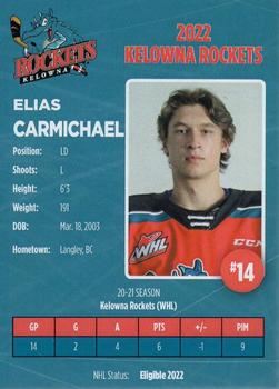 2021-22 Kelowna Rockets (WHL) #10 Elias Carmichael Back