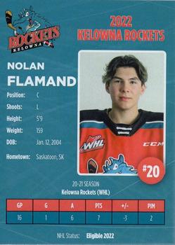 2021-22 Kelowna Rockets (WHL) #16 Nolan Flamand Back