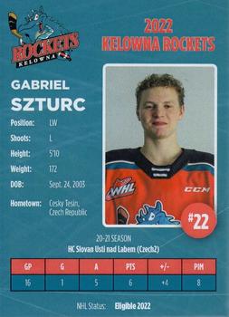 2021-22 Kelowna Rockets (WHL) #18 Gabriel Szturc Back