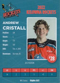 2021-22 Kelowna Rockets (WHL) #23 Andrew Cristall Back