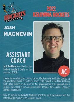 2021-22 Kelowna Rockets (WHL) #27 Josh MacNevin Back