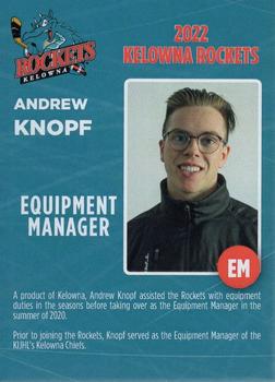 2021-22 Kelowna Rockets (WHL) #29 Andrew Knopf Back