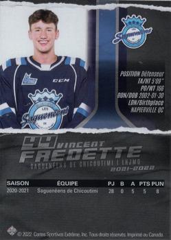 2021-22 Extreme Chicoutimi Sagueneens (QMJHL) #13 Vincent Fredette Back
