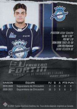 2021-22 Extreme Chicoutimi Sagueneens (QMJHL) #21 Tristan Fortin Back