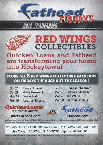 2012 Fathead NHL Tradeables - Fathead Fridays #NNO Jimmy Howard Back