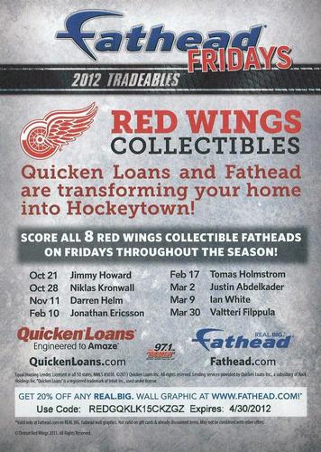 2012 Fathead NHL Tradeables - Fathead Fridays #NNO Darren Helm Back