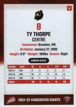 2021-22 Vancouver Giants (WHL) #5 Ty Thorpe Back