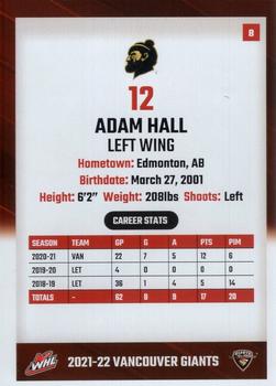 2021-22 Vancouver Giants (WHL) #8 Adam Hall Back