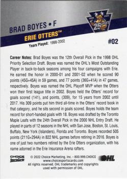 2021-22 Choice Erie Otters (OHL) 25th Anniversary #2 Brad Boyes Back