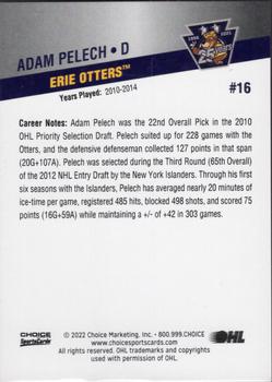 2021-22 Choice Erie Otters (OHL) 25th Anniversary #16 Adam Pelech Back