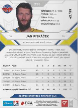 2021-22 SportZoo Tipsport ELH - Blue #238 Jan Piskacek Back