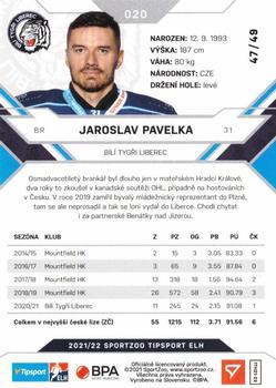 2021-22 SportZoo Tipsport ELH - Red #020 Jaroslav Pavelka Back