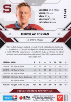 2021-22 SportZoo Tipsport ELH - Red #047 Miroslav Forman Back