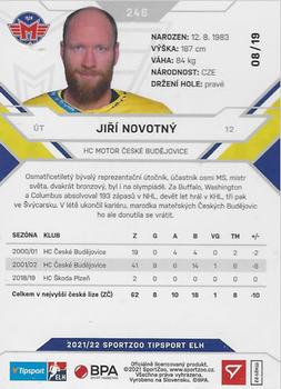 2021-22 SportZoo Tipsport ELH - Gold #246 Jiri Novotny Back