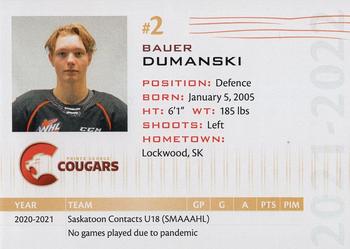 2021-22 Prince George Cougars (WHL) #NNO Bauer Dumanski Back