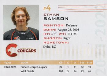 2021-22 Prince George Cougars (WHL) #NNO Ethan Samson Back