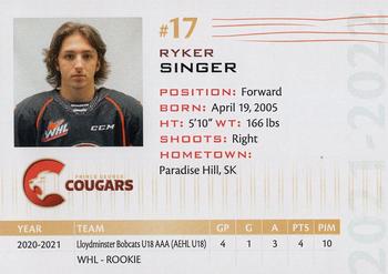 2021-22 Prince George Cougars (WHL) #NNO Ryker Singer Back
