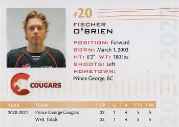 2021-22 Prince George Cougars (WHL) #NNO Fischer O'Brien Back