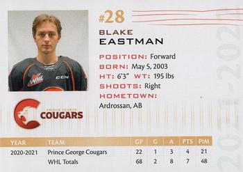 2021-22 Prince George Cougars (WHL) #NNO Blake Eastman Back