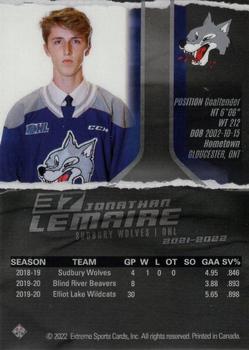 2021-22 Extreme Sudbury Wolves (OHL) #15 Jonathan Lemaire Back