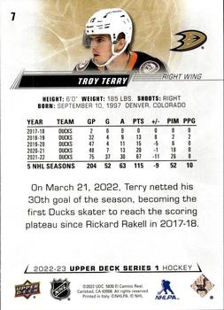 2022-23 Upper Deck #7 Troy Terry Back