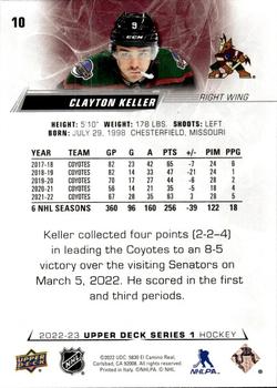 2022-23 Upper Deck #10 Clayton Keller Back
