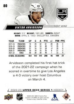 2022-23 Upper Deck #80 Viktor Arvidsson Back